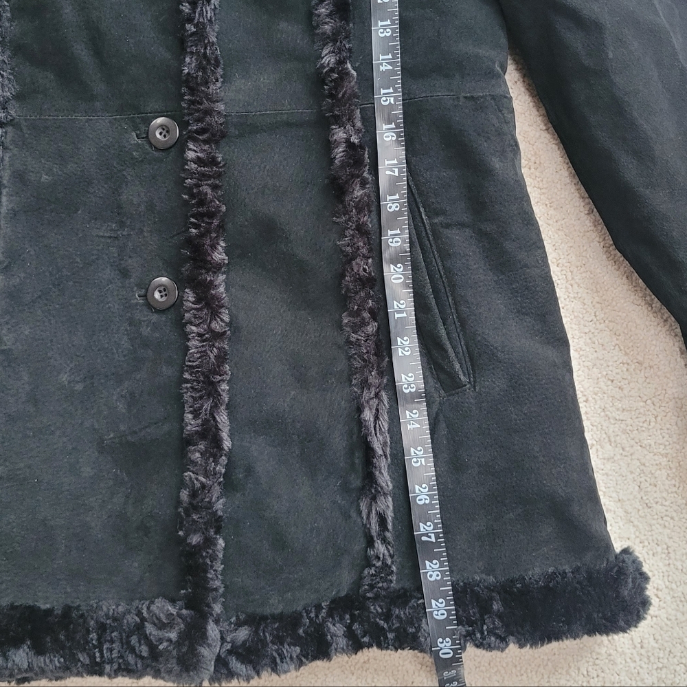 VTG Y2K Wilsons Leather Maxima Suede Leather Black Jacket Faux Shearling Sz L - Picture 10 of 11